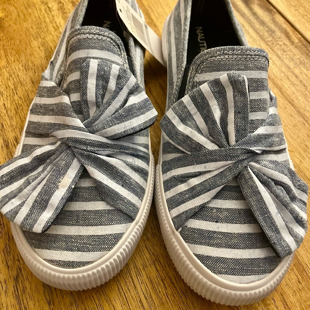 Nautica Chambray Striped Slip-On Sneakers NWT